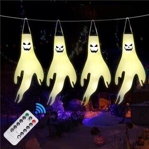 Halloween Decorations Outdoor Ghost Lights - 19.4Ft Outdoor Hanging Ghost Lights